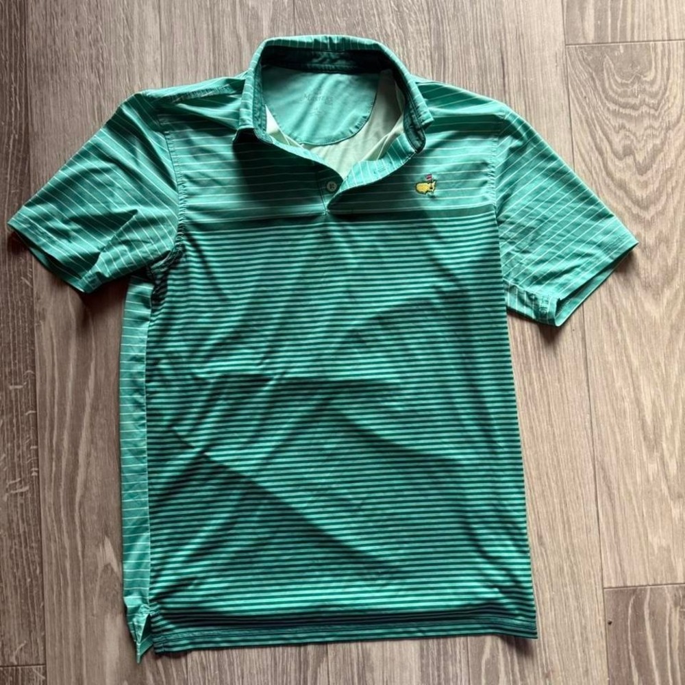 The Masters Kids Golf Polo Youth Large Green Stripe Augusta National Performance